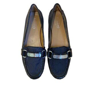 Coach Womens Felisha style Black Signature Canvas & Patent Leather Loafers Size